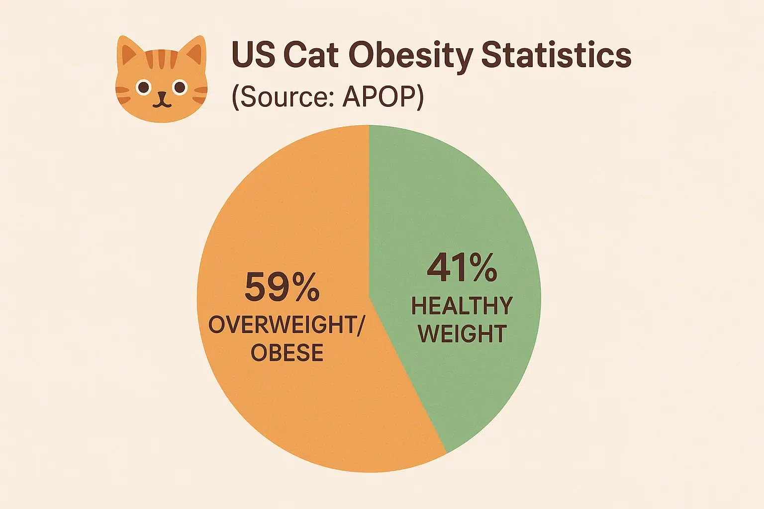 Insert a pie chart showing US cat obesity rates, sourced from the Association for Pet Obesity Prevention.