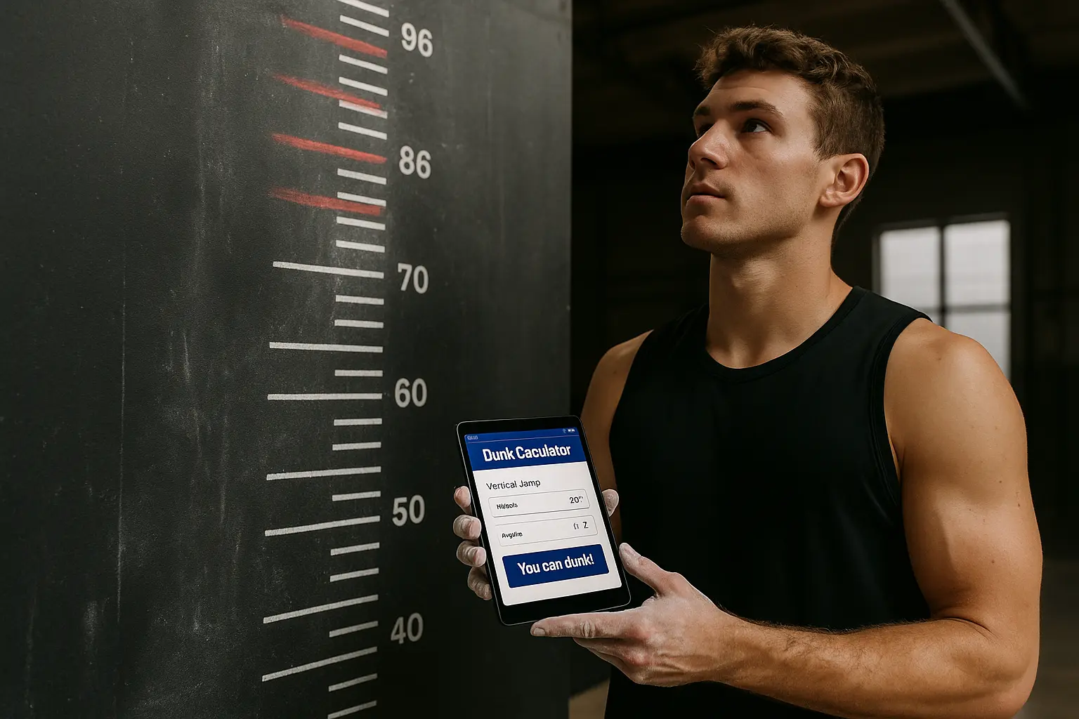 basketball vertical jump test with dunk calculator