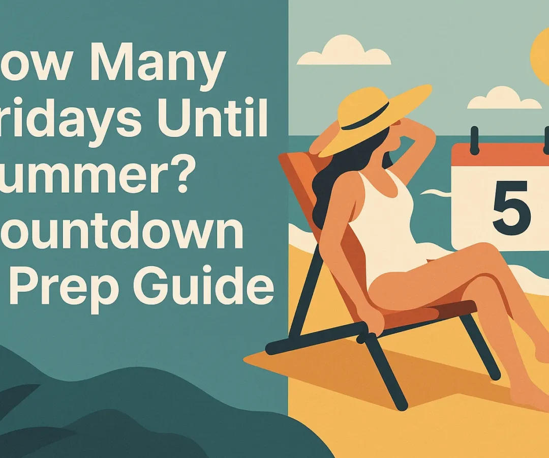 A hand circling June 1st on a calendar, counting how many Fridays until summer begins with a bright, sunny backdrop.